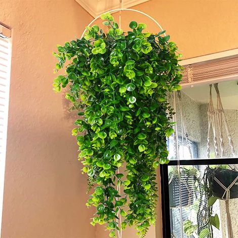 Suspension Plante Verte Simulée - Décoration Intérieure Et Extérieure - Pour Mur Bureau Maison Jardin - 1 Pièce (1/5)