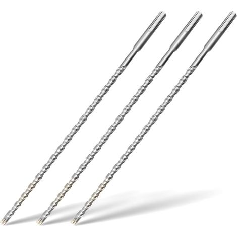 Juego de 3 brocas SDS Plus, 8 mm x 300 mm, con 4 filos de corte de carburo y doble tornillo, para hormigón y piedra natural. (1/5)