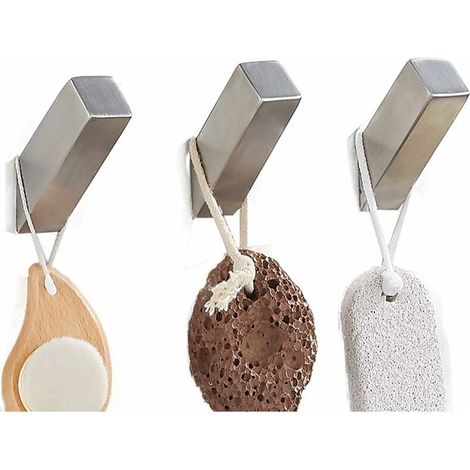 Wandhaken für Bademäntel, Handtücher, Hüte und Badezimmeraccessoires, gebürstetes Schwarz und matter Edelstahl, Silber, 3er-Pack (1/5)