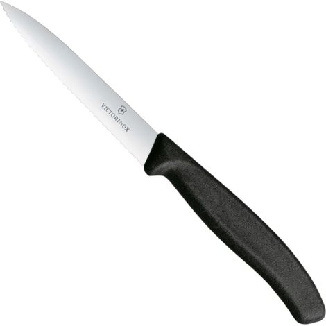 Cuchillo para verduras con hoja serrada, longitud 100/212 mm - negro