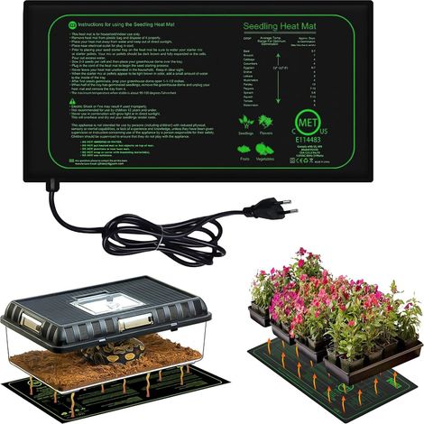 Tapis chauffant pour plantes 21 W, 25 × 52,5 cm, tapis chauffant pour germination des semis, tapis chauffant pour germination et régulation (1/5)