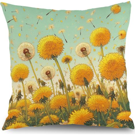 Taie d'oreiller fleurs printemps été, décoration salon chambre,45×45cm (1/5)