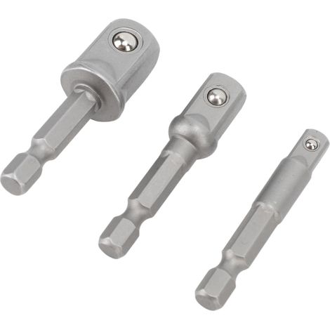 Lot de 3 adaptateurs pour perceuse électrique : douilles hexagonales, carrées et à tige carrée en acier inoxydable (1/4 po, 3/8 po et 1/2 po), rallonge de perceuse. (1/5)