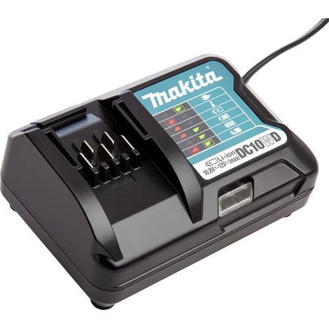 Makita – Chargeur pour batteries Li-Ion 10,8-12V – Sortie 2A – Temps de charge 50 min – Compact pour chantiers – Système de gestion thermique