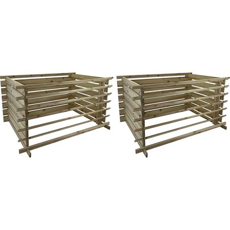 Set of 2 Wooden Slatted Garden Composters (65cm x 120cm) (1/5)