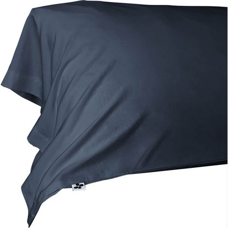 DALIA - Taie de Traversin 43x185cm 100 % Viscose de Bambou Bleu nuit (1/3)