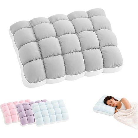 Oreiller rafraîchissant effet guimauve, oreiller matelassé frais au toucher pour adultes, oreiller moelleux et léger comme un nuage avec soutien de la nuque et du dos. (1/5)