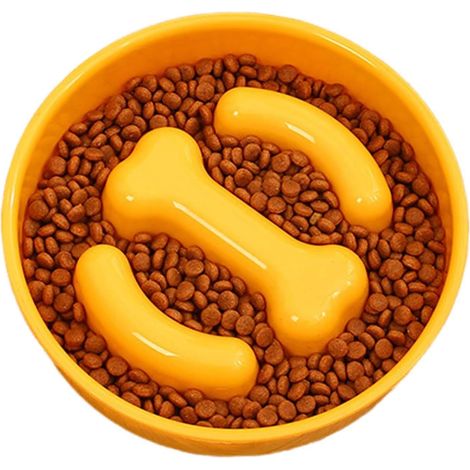 Gamelle anti-glouton pour chien  Gamelle en forme d'os pour une alimentation lente - Empêche votre chien de trop manger ses
