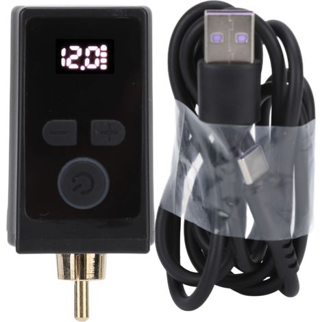 Alimentation sans fil portable pour machine à tatouer, batterie rechargeable pour stylo tattoo, moteur avec câble RCA. (1/5)
