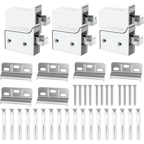 6 Supports d’Armoire Suspendue Réglables en Acier Blanc Fixation murale pour meubles de cuisine et salle de bain, capacité de charge 130 kg (1/5)