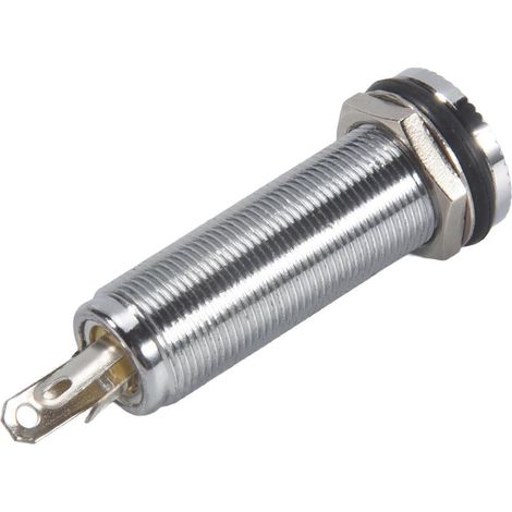 Prise jack cylindrique filetée chromée pour guitare électrique, sortie/entrée, 6,35 mm (1/4 pouce) (1/5)