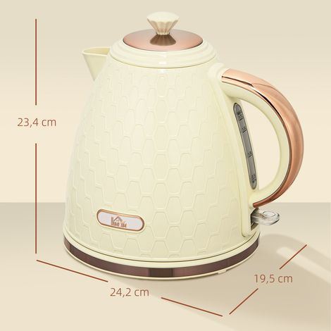Bouilloire électrique, 2200 W, hublot, filtre, ébullition rapide, beige (1/5)