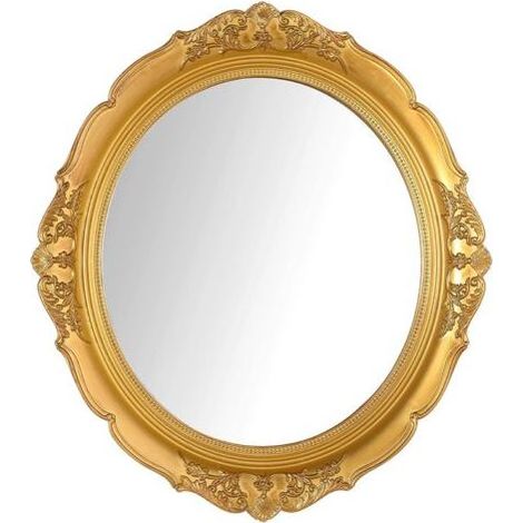 Pair - Miroir mural décoratif vintage à suspendre pour chambre à coucher, salon, commode, 33 x 37cm (doré) (1/5)