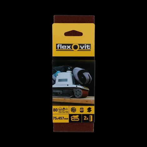 Flexovit 63642526463 Cloth Sanding Belt 457 x 75mm Medium 80G (Pack 2) FLV26463 (1/2)