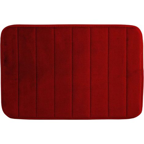 SHINING HOUSE Weiche Memory-Schaum-Badematte – rutschfeste, saugfähige Gummi-Badezimmermatte für Küche und Badezimmer, 30 x 50 cm, Weinrot (1/5)