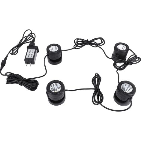 Projecteur de bassin 4 têtes LED étanche IP68 blanc chaud avec minuterie et mémoire (1/5)