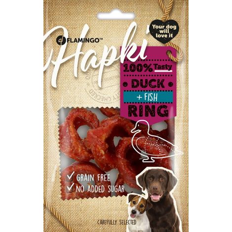 Friandises Hapki Anneaux Canard et Cabillaud 85 g pour Chien - Flamingo (1/4)