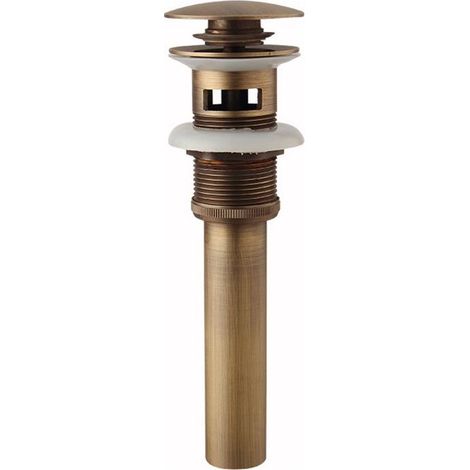 Avec Trop-Plein - Bonde de lavabo,Pop-up Rétro Bouchon Bonde de Lavabo Vidange en Laiton Bronzé Universel Valve Draineur dEvier Vasque Siphon (1/4)
