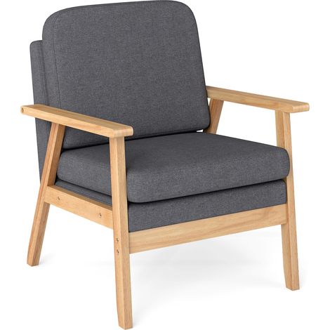 COSTWAY Mid-Century Accent Chair Upholstered Armchair Living Room (1/5)