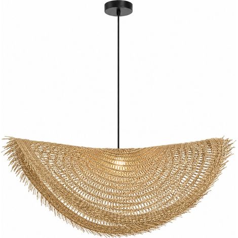 Lámpara colgante de fibra natural con flecos beige 105 cm (1/4)