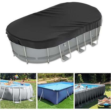 (400 x 213 m) Bâche de piscine ovale 210D Oxford indéchirable,imperméable et résistante à la poussière,avec cordon de serrage et clous de sol pour la stabilité (1/5)