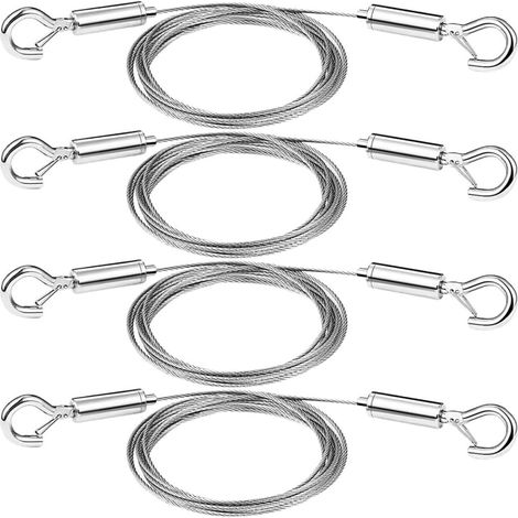 Fil Suspendre en Acier Inoxydable 4 Pièces Réglable Crochets pour Accrochage de Miroirs et Luminaire en Intérieur (1/5)