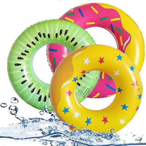 Lot de 3 bouées gonflables pour piscine, adaptées aux enfants et aux adultes, anneaux de natation amusants, parfaits pour décorer une fête à la piscine. (1/5)