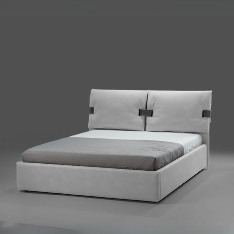 Letto matrimoniale contenitore Grenoble tessuto grigio ghiaccio 176x218x118H (1/2)