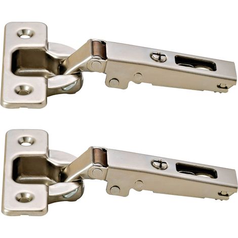 2x Charnière à corps Duomatic 110° pose d'angle portes en bois meuble placard cuisine schéma de perçage : 45/9,5 mm (1/3)