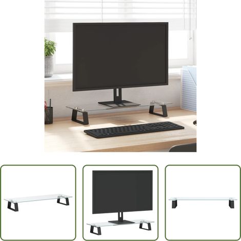 vidaXL Support bureau - Support de moniteur noir 60x20x8 cm verre trempé et métal (1/5)