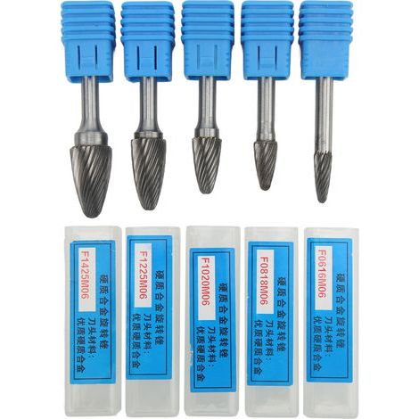 Hartmetallfräser, einschneidige Rotationsfeile mit 6 mm Schaft zum Gravieren, Polieren und Bohren, 5 Stück (1/5)