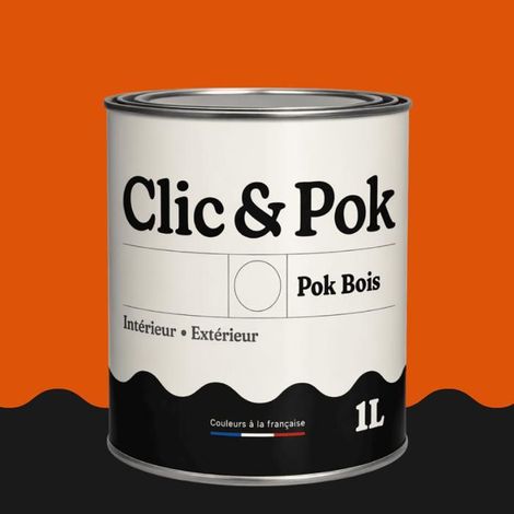 Peinture Bois Extérieur – POK BOIS - 1L - RAL 2009 - Orangé signalisation- Résistante aux intempéries - Ne s'écaille pas (1/4)