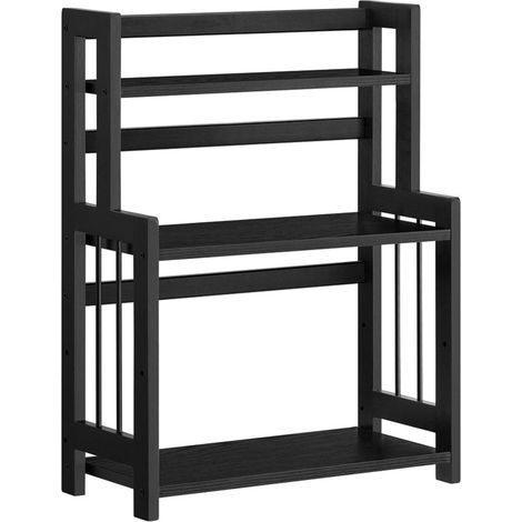 Porta spezie scaffale portaoggetti a 3 livelli organizer da scrivania 18 x 41 x 53 cm struttura in bambù per cucina sala da pranzo ufficio marrone rustico e nero 120005524