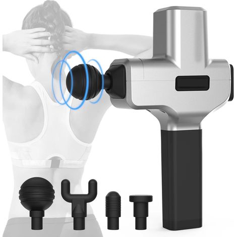 Trade Shop - Pistola Massaggio Muscolare Con Testire Massaggianti Professionale 6 Regolazioni -