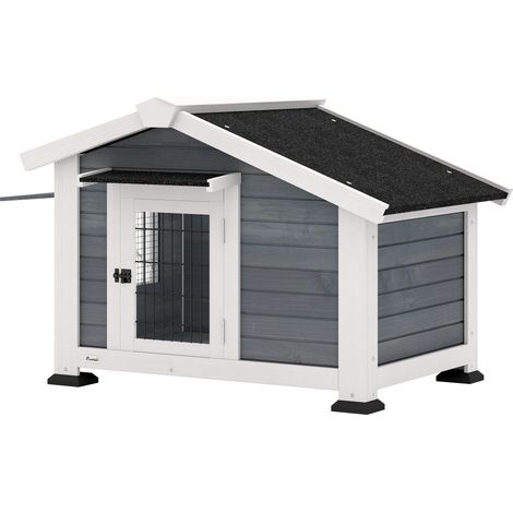 PawHut Cuccia per Cani da Esterno in Legno, 98x76x69.5cm