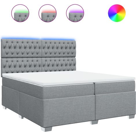 Maison Exclusive - Cama box spring con colchón tela gris claro 20