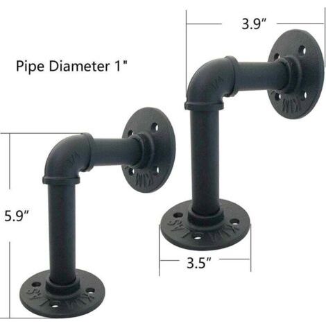 NALOOKAMIC  4PCS Support Étagère Mural 15 X 8 cm Rétro en Métal Équerre de Tuyau Industriel Bride De Plancher Shelf Brackets pour Déco Salon/Chambre/Salle d'étude