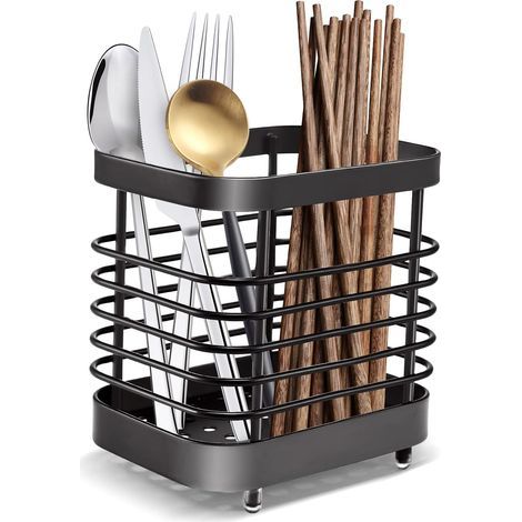 Besteckabtropfgestell, Küchenlöffelabtropfgestell aus Edelstahl, Geschirrabtropfgestell für Essstäbchen/Löffel/Gabeln, Messerabtropfgestell, sorgt für Ordnung in Schubladen und auf Arbeitsflächen (1/5)