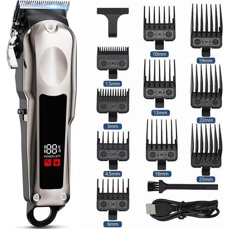 (Schwarz) Professioneller Herrenhaarschneider, 7200 U/min, kabelloser, wiederaufladbarer Präzisionstrimmer, elektrischer Rasierer mit LED-Licht (1/4)