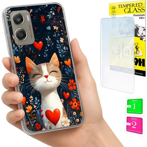 Funda para Motorola Moto G06 / G06 Power, tapa trasera con diseño de gatito y cristal (1/5)