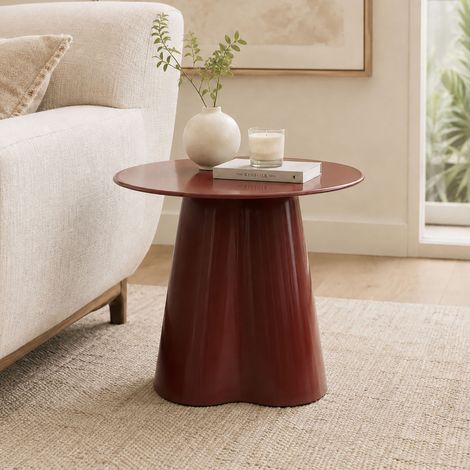 Table basse ronde 60x50 cm en verre trempé peint rouge - ARZUL (1/5)