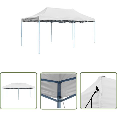 The Living Store Tente de réception pliable professionnelle 3x6 m Acier Blanc - Tents De Réception - Abri Extérieur - Tonnelles De Jardin - Tentes Pliantes - Événement En Plein Air (1/5)