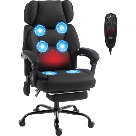 Massage Office Chair, High Back, 75.5 x 70 x 122.5 cm, Black (1/5)