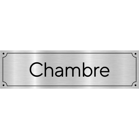 Plaque de porte gravée pour Chambre en pvc aspect argent brossé ou or brossé .- Plaque aluminium brossé -