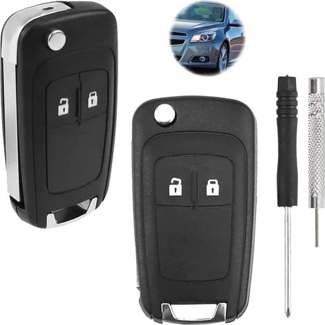 Lot de 2 Coque de clé 2 Boutons, Plastique Métal, Lame Non Coupée, Pour Chevrolet Opel (1/5)