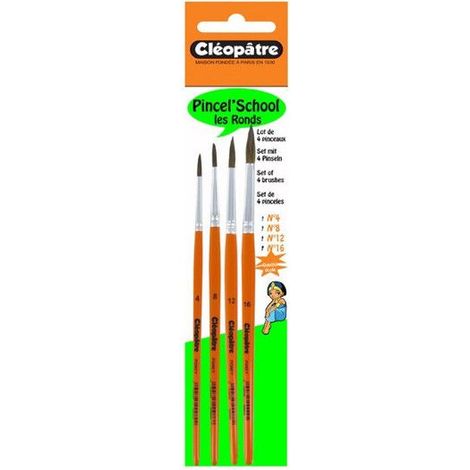 Pinceaux - CLEOPATRE - Pincel'School - Poils de poney - Ronds - 4 pcs