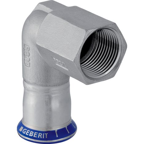 Coude de transition Mapress en acier inoxydable, sans silicone, avec filetage intérieur, d18 mm x Rp 1/2", ÜA