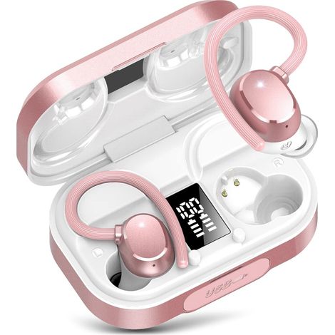 Casque Bluetooth sans fil antibruit Q25, casque de course à pied, casque de sport Bluetooth 5.3, offre spécialeOr rose (1/5)