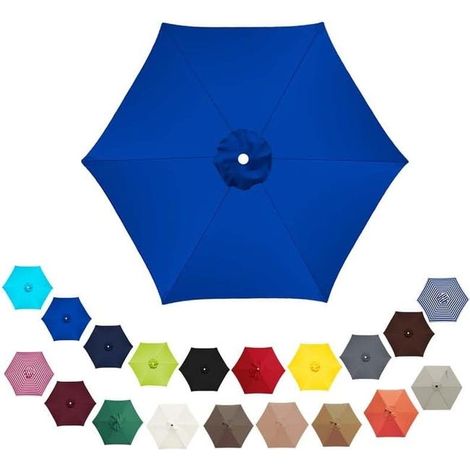 Canopy de remplacement pour Parapluie de jardin extérieur avec 6 côtes, lourd et épais .3M Royal Blue (Canopy seulement) (1/5)