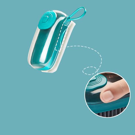 Brosse de nettoyage hydraulique à remplissage automatique de liquide, design ergonomique, brosse multifonctionnelle pour vêtements et chaussures (Verte) (1/4)